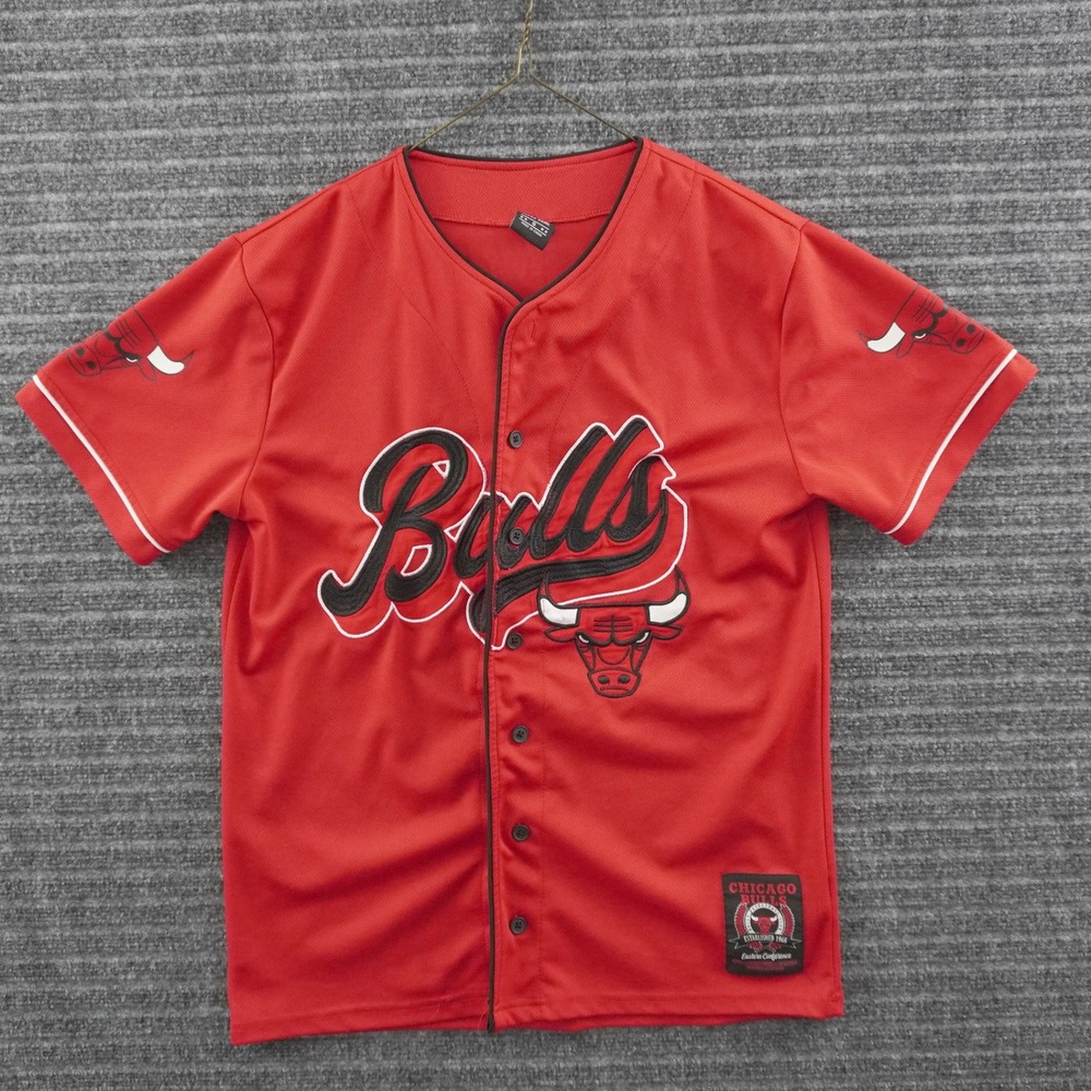 Ultra Game Chicago Bulls Baseball Jersey Mens Small Red Embroidered Mesh Top